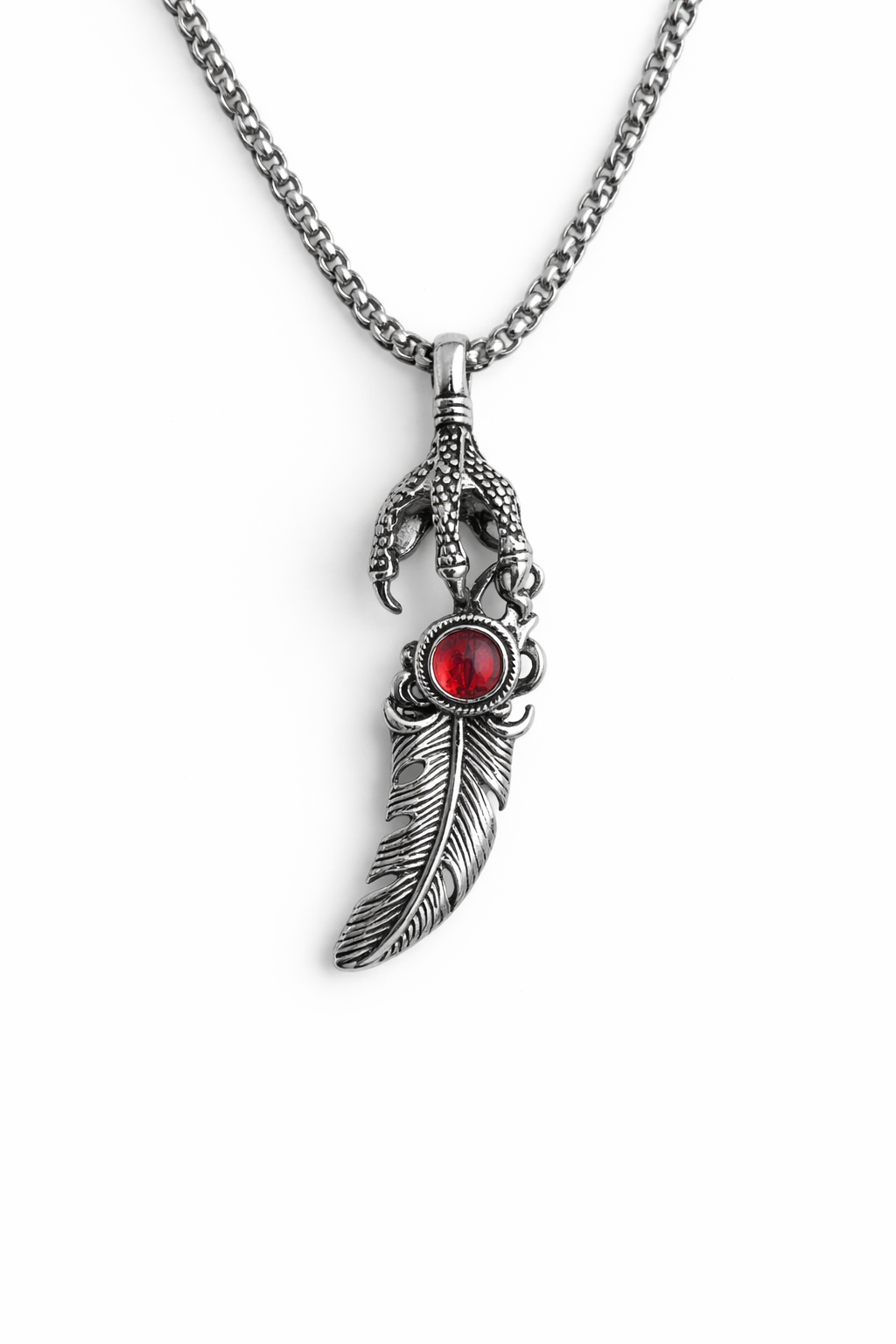 Crimson Talon Feather Necklace