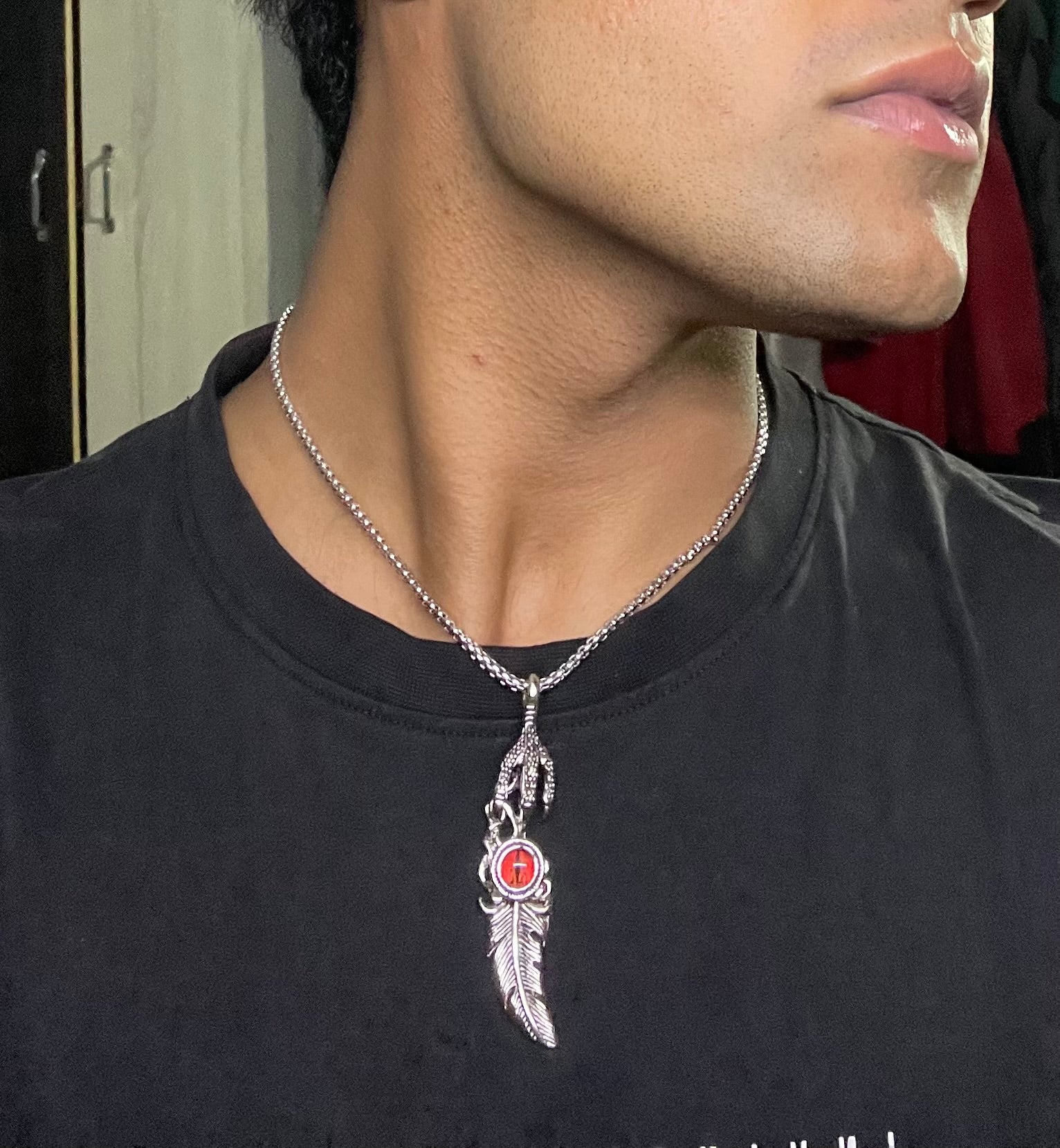 Crimson Talon Feather Necklace